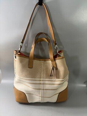 Authentic Coach F29921 Hadley Stripe Duffle/Shoulder Bag